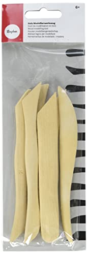 Rayher 34455505 Kit di Strumenti in Legno per Modellare, Stecche Sagomate, Naturale, 6 Pezzi, 12 Punte diverse, Varie Forme, Ideali per Modellare Argilla, Massa Modellabile e Altro