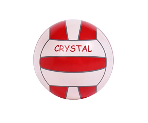 Image of CrystalBall Inflatable PVC Beach Ball for Kids & Adults, Soft Play Ball for Pool, Garden, Indoor & Outdoor Recreation, Size: 9 Inch with 2 Inflating Pins (Red White)
