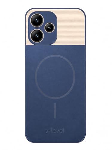 Image of Bintage Mac Safe Design Hard Slim Back Case | Soft Border Camera Protect | Dual PU Leather Finish Back Cover Compatible for Poco M6 Pro 5G - Royal Blue