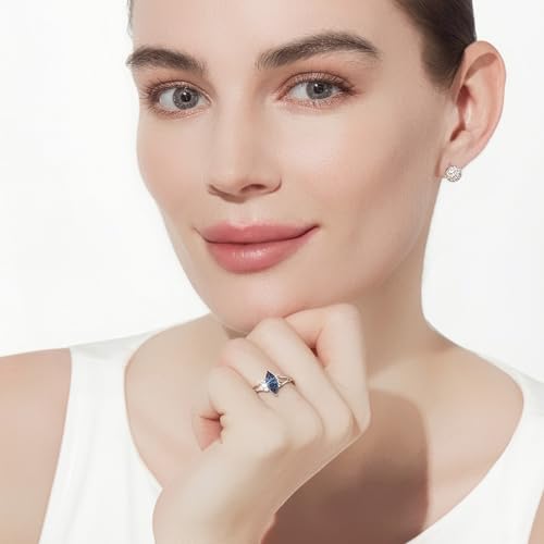 Cicy Bell Womens Platinum Plated Moonstone Cubic Zirconia Delicate Eternity Cut Teardrop Texture Rings for Gifts 6