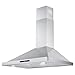 Pemberly Row 36 in. 380 CFM Ducted Wall Mount Range Hood, Brushed Stainless Steel, LCD Touch Controls, Energy Efficient LED Lights, Ultra-Quiet Design, Modern Kitchen Appliance