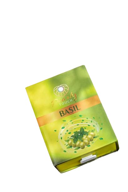 Pearly TOUCH Basil Handmade Soap Bar, 100g | With Olive Oil, Coconut Oil & French Green Clay | Suitable for Men & Women | Refreshing Bathing Soap for Daily Use