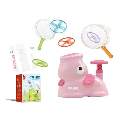 Image of AUGEN Outdoor Toys for Kids Ages 4-8, Outside Elephant Flying Disc Launcher, Spinner Catch Yard Games for Kids Ages 8-12, Christmas Birthday Gifts for Boys & Girls Toddlers (Pink)