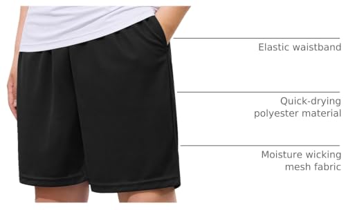 Image of Somaibo Boys Athletic Shorts Youth Quick Dry Soccer Basketball Running Gym Performance Mesh Sports Shorts for Kids