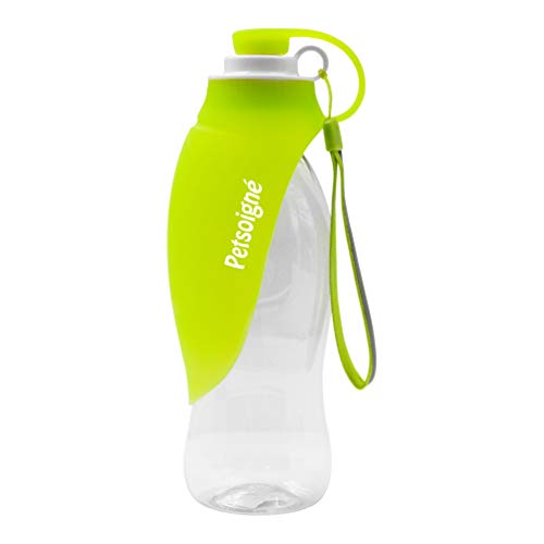 Petsoigné Portable Dog Water Bottle in Silicone Pet Water Bottles Foldable for Travel Walking Hiking (Green) - Image 2