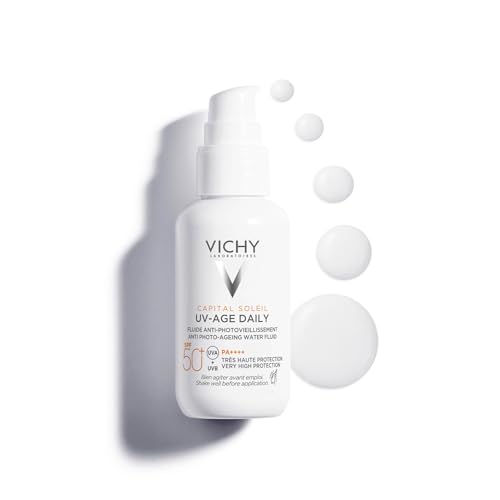 Vichy Líquido Fotoprotector UV-Age de Uso Diario, Combate el Envejecimiento, Previene Arrugas y Manchas, Fotoprotección SPF50+ Contra Rayos UVB y UVA, Capital Soleil, 40 ml