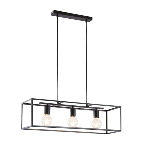 Lampadario Industriale Metallo + Legno Lampda Da Sospensione Con 5 Lampadine E27 Nero L 60 X H 180 Cm 85233347