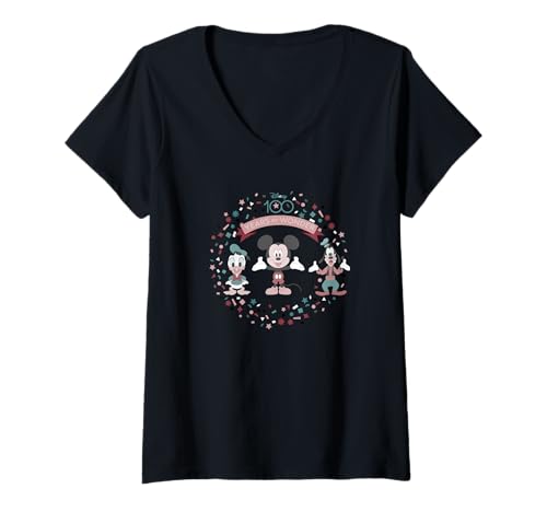 T-shirt Mickey Donald Goofy D100 col V cadeau idéal pour les fans de l'univers Disney