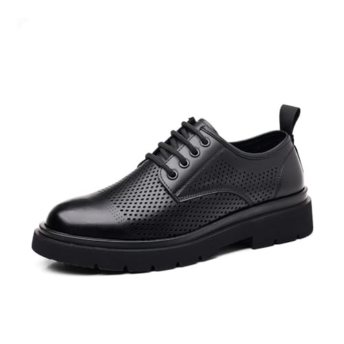 Summer Big Toe Leather Shoes for Men Hollow Round Toe Business Casual Leather Shoes for Men Oxfords(10)