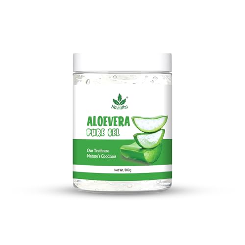 Image of Havintha Natural Aloe Vera Gel for Skin & Hair Care, 500g | Free from parabens, sulphates, and mineral oil. Suitable for men and women.