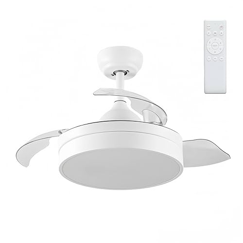 Ventilador con Luz Lámpara LED 72W Ventilador Invisible Ultra Silencioso con Mando a Distancia y...