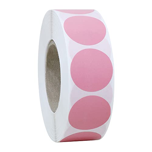 Hybsk Etiquetas adhesivas redondas de papel natural de color rosa de 1 pulgada 1.000 por rollo (rosa) Cover