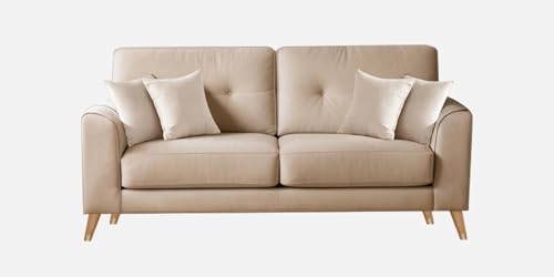 Image of Velvet Contemperory Sofa with Cushion Chaise Lounge Sectional Sofa Perfect for Living Room & Bedroom Guests Home & Office (Camel Colour, Three Seater)