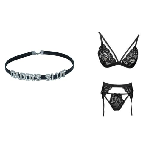 3 PCS DADDY'S Cosplay Chokers Necklaces,Cute Sexy Kawai Dad Choker Collar For Lover Honey Princess,Black Punk Collars For Women,Faux Sheepskin PU Leather Naughty Accessories Jewelry4