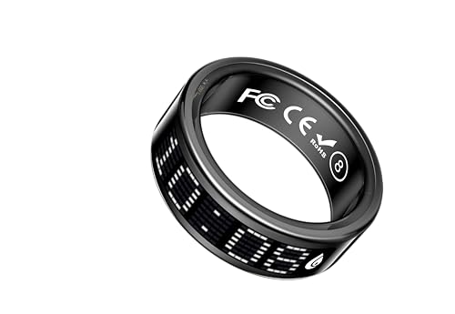 Image of Smart Ring Pro | Buy Sizing Kit First | Caller Notifications & Vibration Alerts | Built-in LED Display | Sleep Tracker, Heart Rate, HRV & SPO₂ | Sports Modes | Gesture Control | Black | Size 13