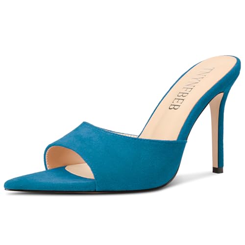 Image of TNYNFBEB Womens Stiletto High Heel Pointed Open Toe Sandals Mules Shoes Slingback Slip-on Prom Party Dress Summer 3.9 Inches Heels