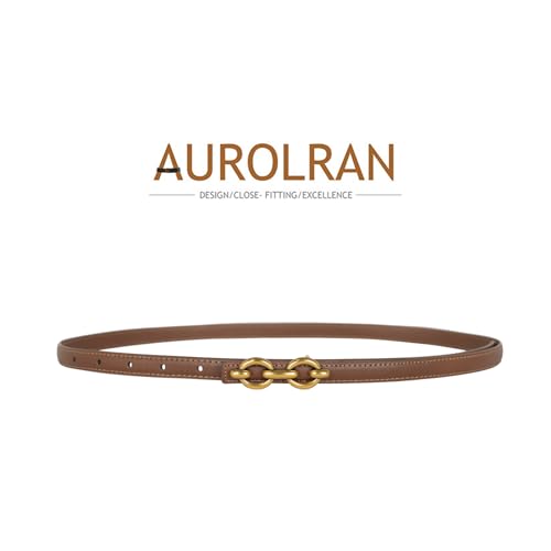 Image of Aurolran Women's Fashion Classic Metal Buckle Leather Belt with Jeans Dress
