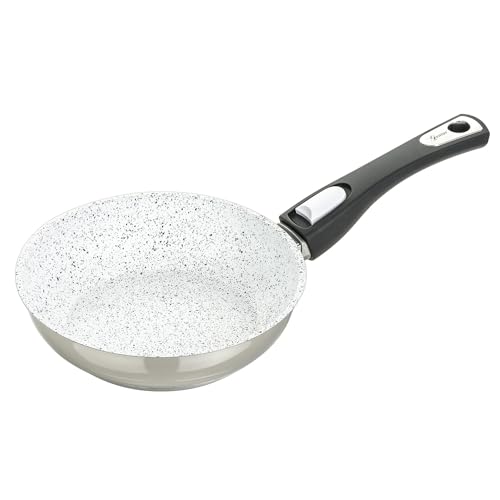 Genius Cerafit Mont Blanc Brat-Pfanne Edelstahl-Pfanne Ø 20 cm mit abnehmbarem Griff und Antihaft-Beschichtung - gesundes Kochen ohne Öl für alle Herdarten