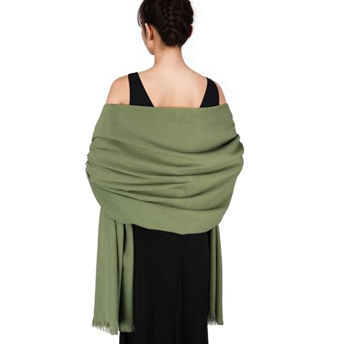 Châles pashmina d'exception grand format vert pour tenue de soirée chic