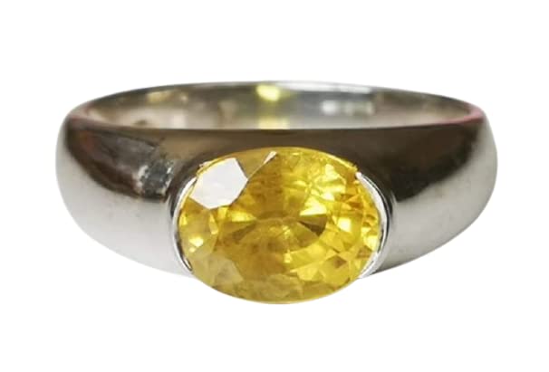 Natural Yellow Sapphire 6.50 Carat Ring 925 Sterling Silver Handmade Ring For Men And Woman Anniversary, Adjustable