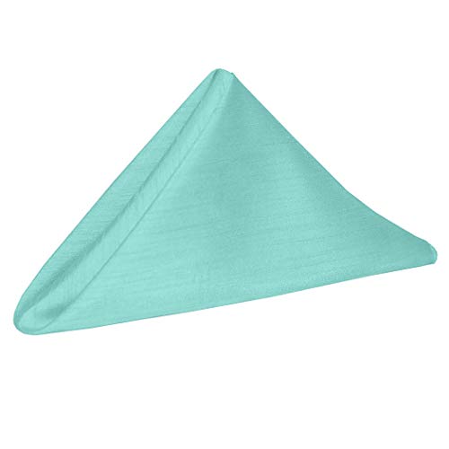 Ultimate Textile -1 Dozen- Reversible Shantung Satin - Majestic 17 x 17-Inch Cloth Napkins Aqua Blue