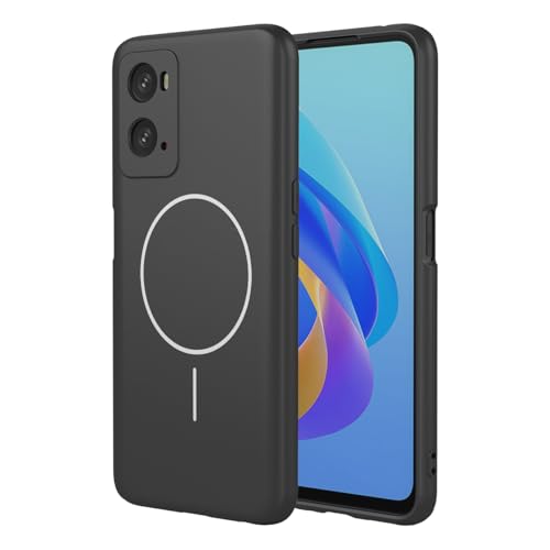 UPLAI Magnético Funda para OPPO A76 4G/OPPO A96 4G/OPPO A36 4G, Ultra Delgado Sedoso Silicona Líquida Antigolpes Carcasa con Protección Cámara, Premium Suave TPU Estuche Caso. Negro