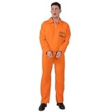 [Diki Home] ハロウィン コスプレ 囚人服, オレンジ, カップル メンズ レディース 大人用, 傷シール・タトゥーシール付き, セクシー 仮装 演出服 (オレンジ 男性, XL)