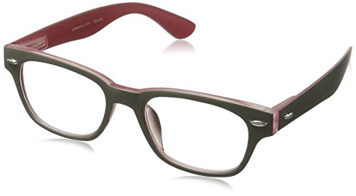 Peepers by PeeperSpecs Bellissima Rectangular Reading Glasses, Gray/Red, 49 mm + 1.75