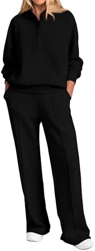 PRETTYGARDEN Women Fall 2 Piece Outfits Sweatsuits Quarter Button...