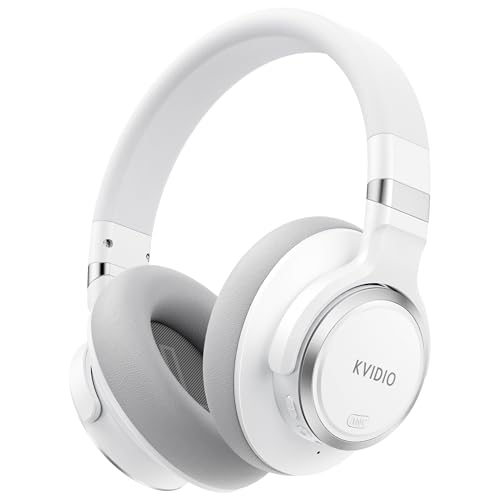 Image of KVIDIO Hybrid Active Noise Cancelling Headphones, Wireless Bluetooth Headphones Over Ear with Mic, 70H Playtime, Transparency Mode, Hi-Fi Stereo Sound, Deep Bass Headsets for Phone PC Travel Home