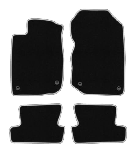 Velours-Fußmatten passend für Honda CR-Z 2010-2016, Schwarz-Silber, CARLUX | passend für Coupé; Velours-Teppich (Polypropylen), ca. 6,5 mm; rutschfest, ovale Befestigungen (Typ HND)