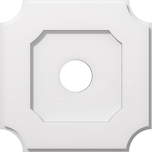 Image of Ekena Millwork CMP14LE-03000 Locke Architectural Grade PVC Contemporary Urethane Ceiling Medallions 14 inchOD x 3 inchID x 8 1 /4 inchC x 1 inchP