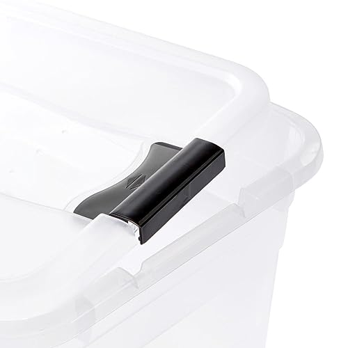 keeeper Aufbewahrungsbox mit Deckel und Schiebeverschluss, 79,5 x 39,5 x 40 cm, 83 l, Cornelia, Transparent
