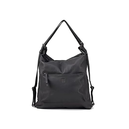 BIBA Bolso de Mujer de Cuero Genuino, Mochila Leather Orleans OR1LO, Asa Larga, Cierre con Cremallera, Piel Bovina Legítima, Color Negro