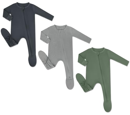 HAPIU Rayon from Bamboo Baby Footed Pajamas, 2 Way Zipper YKK, Footie for Baby Boy Girls, Newborn-24 Months