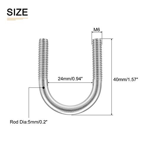 Image of DTGN 0.94 inchx1.57 inch(DXL) Round U-Bolts - 10Pack - Good for Construction Industry - 304 Stainless Steel Round Bend U Bolt - Silver