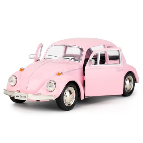 imtfzct Voiture miniature Volkswagen Coccinelle 1967 1/36, en alliage léger, avec fonction Pull Back, objet de collection, cadeau pour enfants, rose
