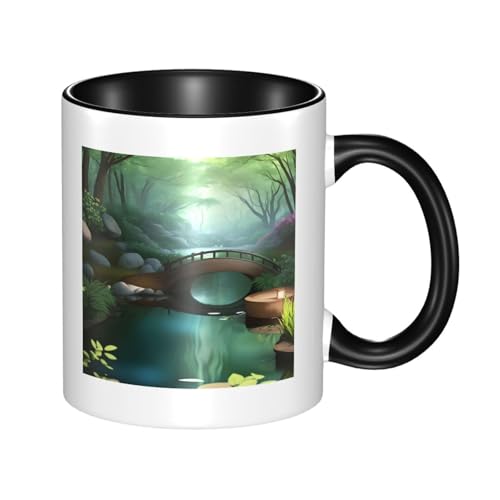 WBQLSL Little Bridge in the East - Taza de cerámica de doble color, taza clásica con mango grande, adecuada para oficina y ocio en casa, apta para microondas