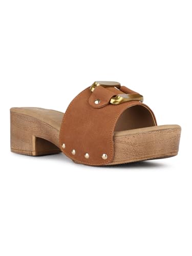 Image of Womens Green Ethnic Solid Round Toe Platform Heel Sandals