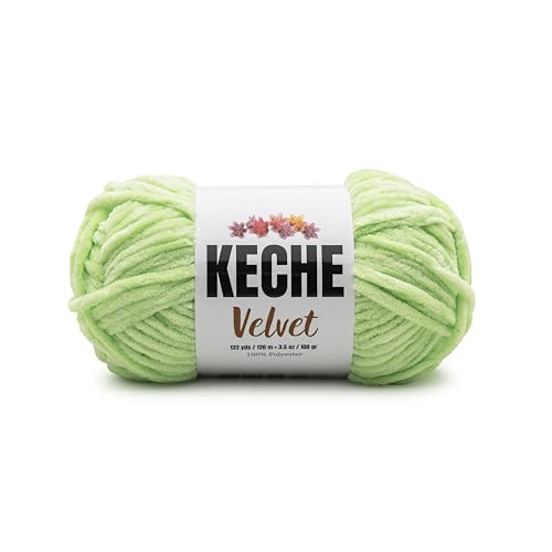 Image of Keche Velvet Yarn for Crocheting, Soft Chenille Bulky Baby Blanket Amigurumi Yarn 100 gr (132 yds) - Pistachio
