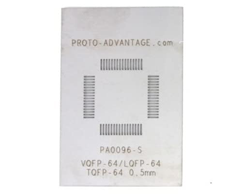 Proto-Advantage PA0096-S VQFP-64/LQFP-64/TQFP-64 (0.5 mm pitch, 10 x 10 mm body) Stainless Steel Stencil