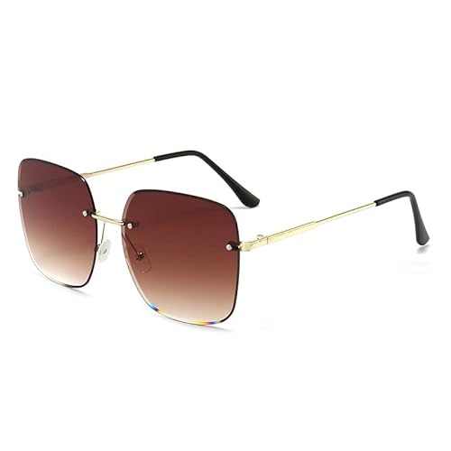 YUXN Randlose Sonnenbrille UV400-Schutz, blendfreie, modische, rahmenlose Brille für Damen und Herren Brown Cover