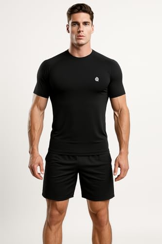 Image of NEVER QUIT Men's Compression Sports T-Shirt | Stretchable Dry Fit Gym Wear for Running, Workout & Training | Quick Dry Base Layer Top