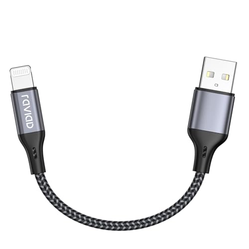 RAVIAD Câble Chargeur Court 15CM, [Certifié MFi] Fil Lightning Nylon Tressé Ultra Résistant pour iPhone 14/13/12/11/Pro Max/Pro/X/XS/XR/8/8 Plus/7/7 Plus/6s/6s...
