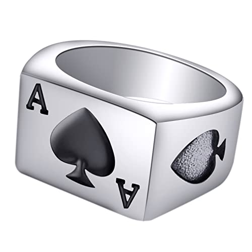 Mens Rings Stainless Steel Square Signet Rings for Men,Pinky Thumb Ring for Dad Father Jewelry Gift for Him,Men's Ring for Male