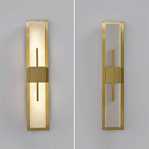 Lámpara de pared de latón rectangular con tecnología LED y estilo chino moderno 7