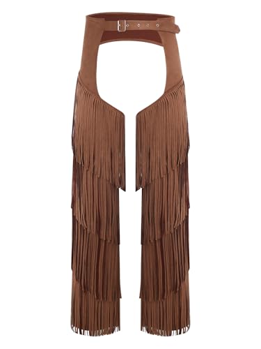 Chaps de cowboy pantalon cavalier homme cuir synthétique à franges