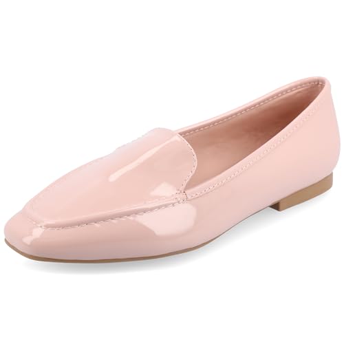 Image of Journee Womens Suede Loafer Flat Square Toe Noticed Topline Padded Block Heel - Tullie Casual Dress Shoe