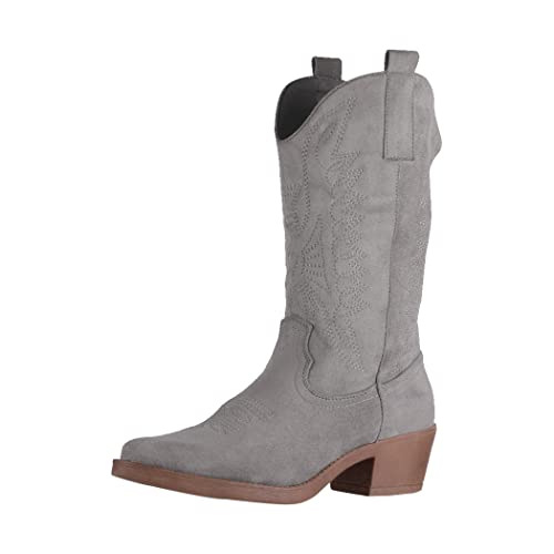 Elara Botas de Vaquero Mujer Estilo Motero Chunkyrayan 301-A32S Grey Suede-38