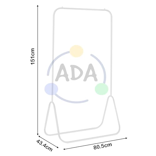 Image of ADA Heavy Duty Metal Clothes Rail, Multipurpose Coat Hanger Stand with Top Rod, Garment Rack for Bedroom, Laundry, Livingroom, Hallway - White (80.5 x 43.4 x 151cm)